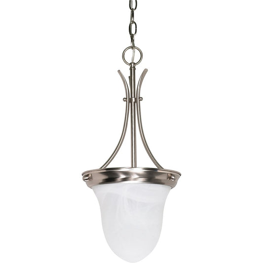 Nuvo Lighting 1-Light 10in Pendant | Brushed Nickel and Alabaster Glass Bell | Kitchen Island & Dining Room | 9.75 x 9.75 x 20.5 in | Model 60-394