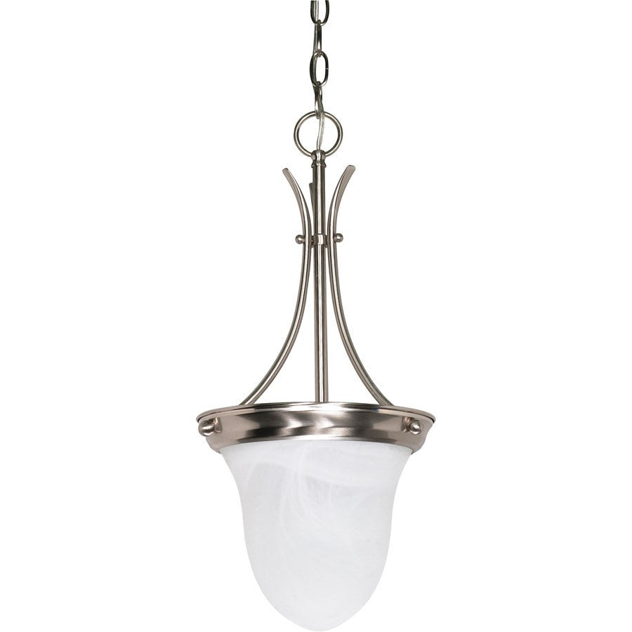 Nuvo Lighting 1-Light 10in Pendant | Brushed Nickel and Alabaster Glass Bell | Kitchen Island & Dining Room | 9.75 x 9.75 x 20.5 in | Model 60-394