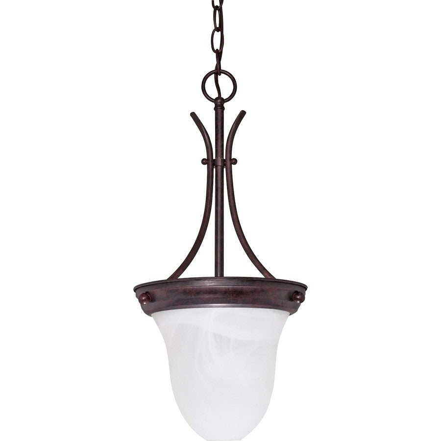 Nuvo Lighting 60-395 10in 1-Light Pendant | Traditional Old Bronze and Alabaster Glass | Kitchen Island & Dining Room | 9.75 x 9.75 x 20.5 | Model 60-395