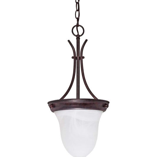 Nuvo Lighting 60-395 10in 1-Light Pendant | Traditional Old Bronze and Alabaster Glass | Kitchen Island & Dining Room | 9.75 x 9.75 x 20.5 | Model 60-395