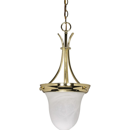 Nuvo Lighting 60-396 10in 1-Light Pendant | Traditional Polished Brass and Alabaster Glass | Kitchen Island & Dining Room | 9.75 x 9.75 x | Model 60-396