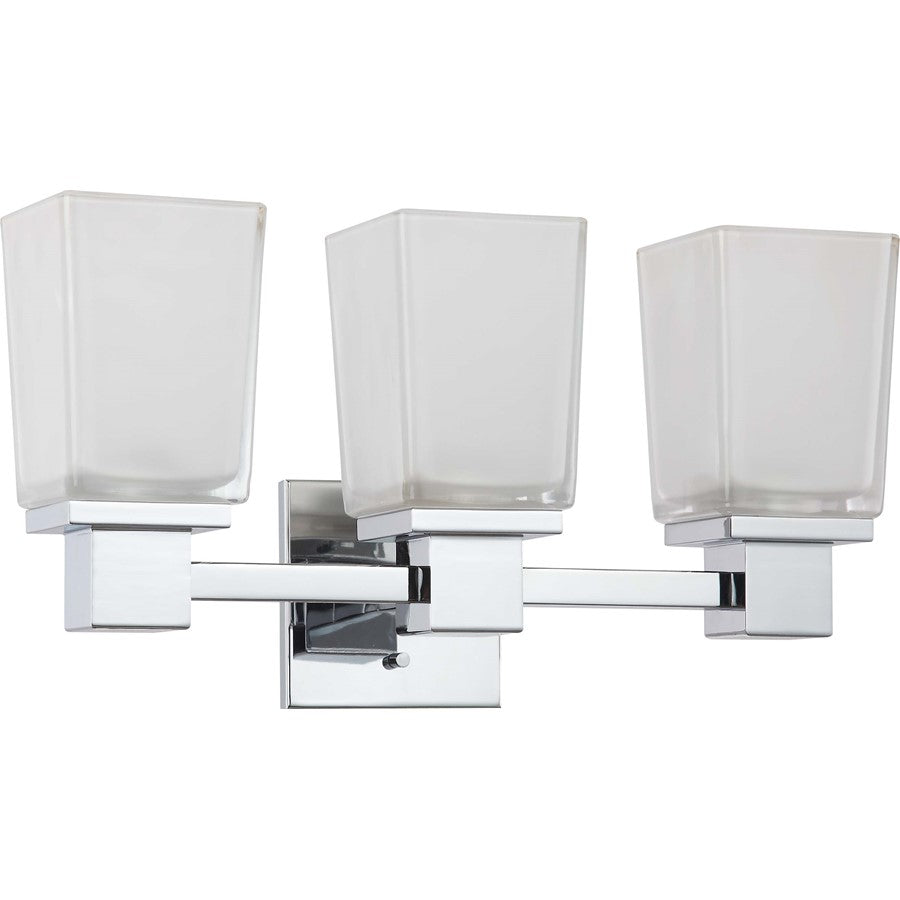 Nuvo Parker 18.75in 3-Light Vanity Light | Prairie Modern Polished Chrome and Sandstone Etched Glass | Bathroom Vanity | 18.75 x 6.375 x | Model 60-4003