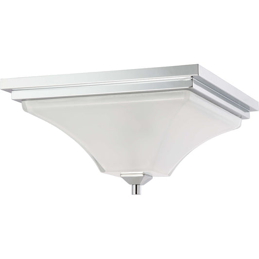 Nuvo Parker 15in 2-Light Flush Mount | Modern Prairie Polished Chrome and Sandstone Etched Glass | Bathroom & Hallway | 17 x 17 x 8 in | Model 60-4006