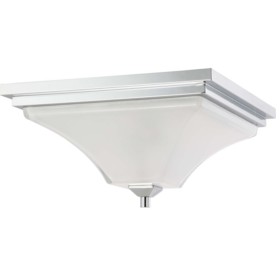 Nuvo Parker 15in 2-Light Flush Mount | Modern Prairie Polished Chrome and Sandstone Etched Glass | Bathroom & Hallway | 17 x 17 x 8 in | Model 60-4006