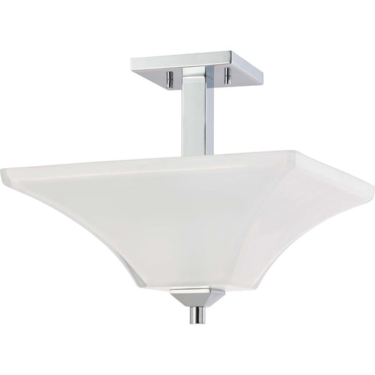 Nuvo Parker 13.25in 2-Light Semi-Flush Mount | Prairie Modern Polished Chrome and Sandstone Etched Glass | Entryway & Hallway Ceiling | Model 60-4007