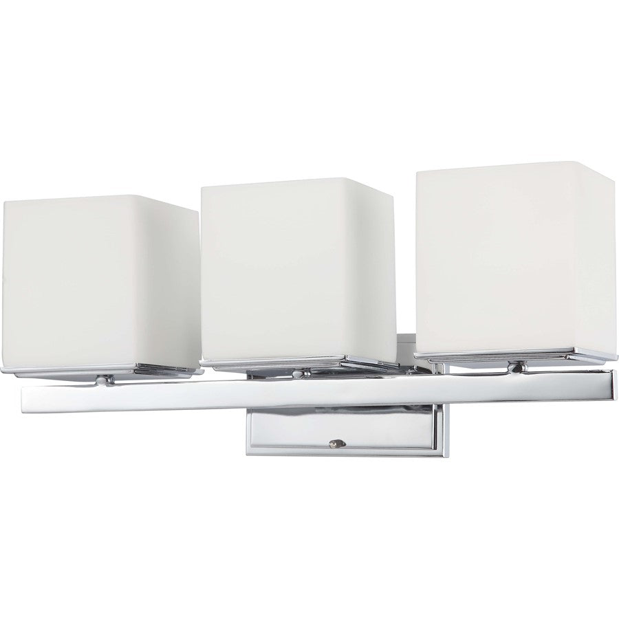 Nuvo Bento 22in 3-Light Vanity Light | Polished Chrome and Satin White Glass | Bathroom Vanity | 22 x 9.25 x 7 in | Model 60-4083