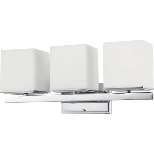 Nuvo Bento 22in 3-Light Vanity Light | Polished Chrome and Satin White Glass | Bathroom Vanity | 22 x 9.25 x 7 in | Model 60-4083