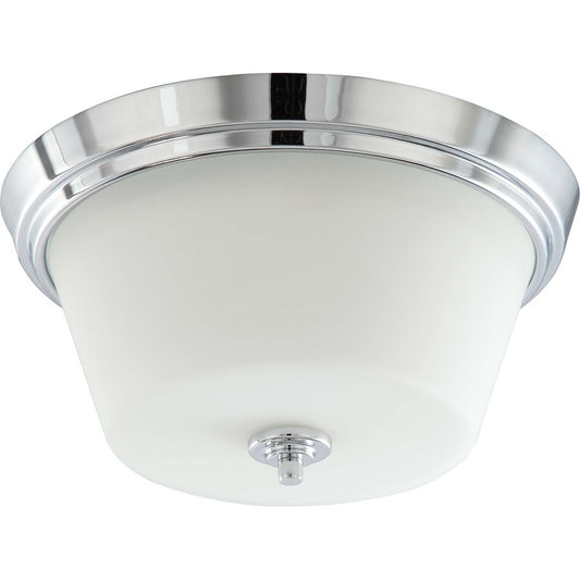 Nuvo Lighting Bento 13in 2-Light Flush Mount | Contemporary Polished Chrome and Satin White Glass | Hallway & Bedroom Ceiling Light | 13 x | Model 60-4088