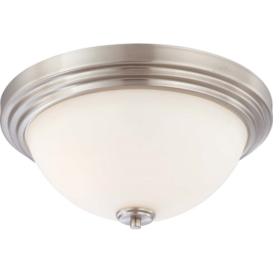 Nuvo Harmony 16.5in 3-Light Flush Mount | Transitional Brushed Nickel and Satin White Glass | Bathroom & Hallway Ceiling Light | 16.5 x | Model 60-4112