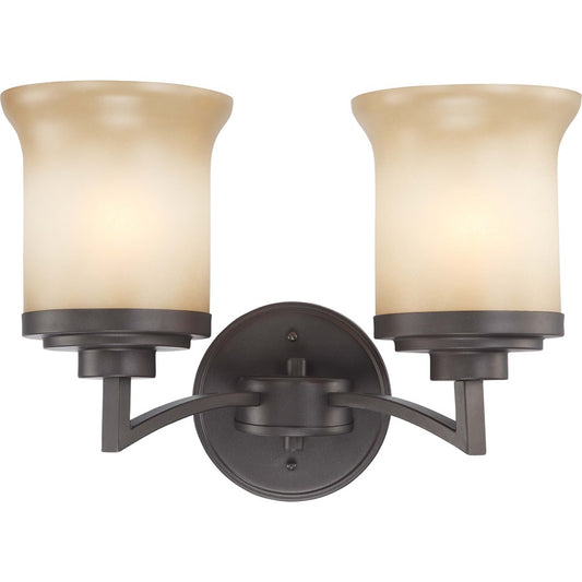 Nuvo Lighting Harmony 2-Light Vanity Light | Dark Chocolate Bronze and Saffron Glass | Bathroom Vanity | 15 x 8 x 10.25 in | Model 60-4122