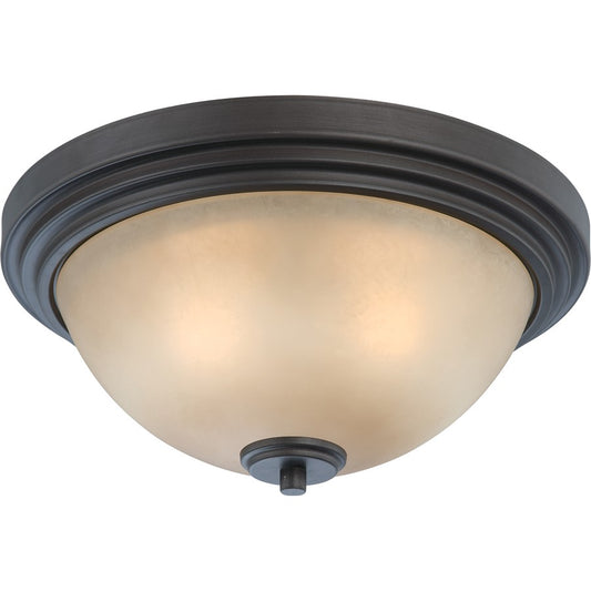 Nuvo Harmony 13.75in 2-Light Flush Mount | Transitional Dark Chocolate Bronze and Saffron Glass | Hallway & Bathroom Ceiling Light | 13.75 | Model 60-4131