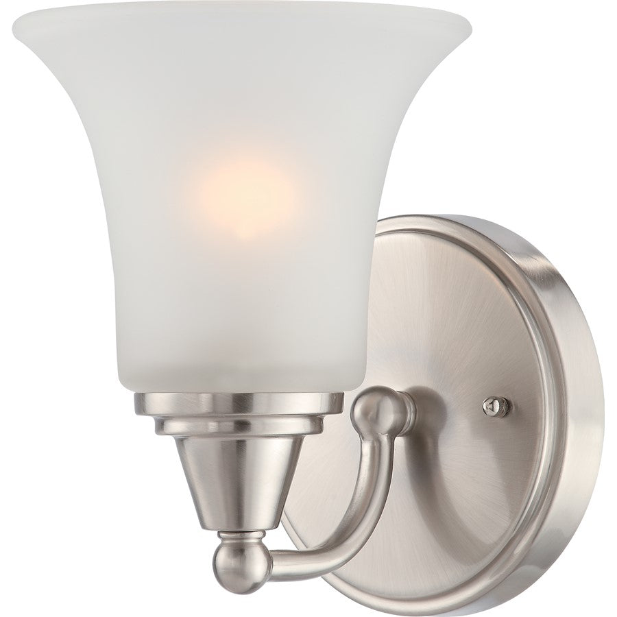 Nuvo Lighting Surrey 1-Light Vanity Light | Contemporary Brushed Nickel and Frosted Glass | Bathroom Vanity & Powder Room | 6 x 8 x 7 in | Model 60-4141
