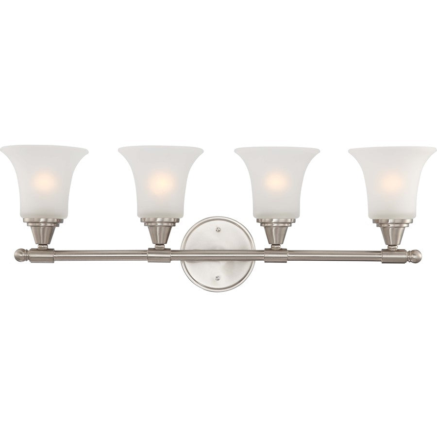 Nuvo Lighting Surrey 30in 4-Light Vanity Light | Contemporary Brushed Nickel and Frosted Glass | Bathroom Vanity | 30 x 9 x 11 in | Model 60-4144