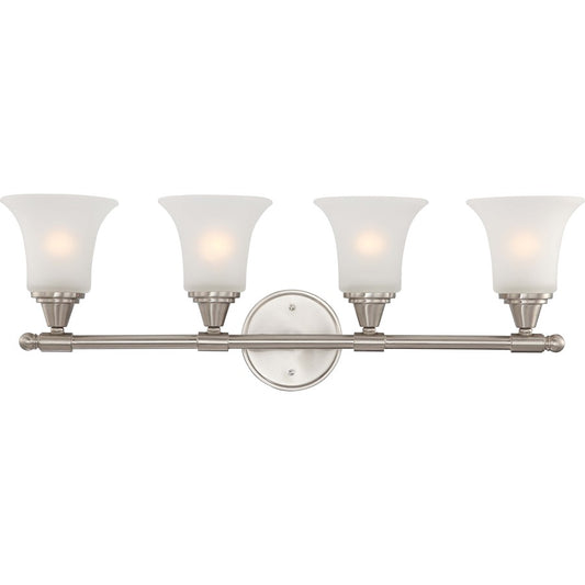 Nuvo Lighting Surrey 30in 4-Light Vanity Light | Contemporary Brushed Nickel and Frosted Glass | Bathroom Vanity | 30 x 9 x 11 in | Model 60-4144
