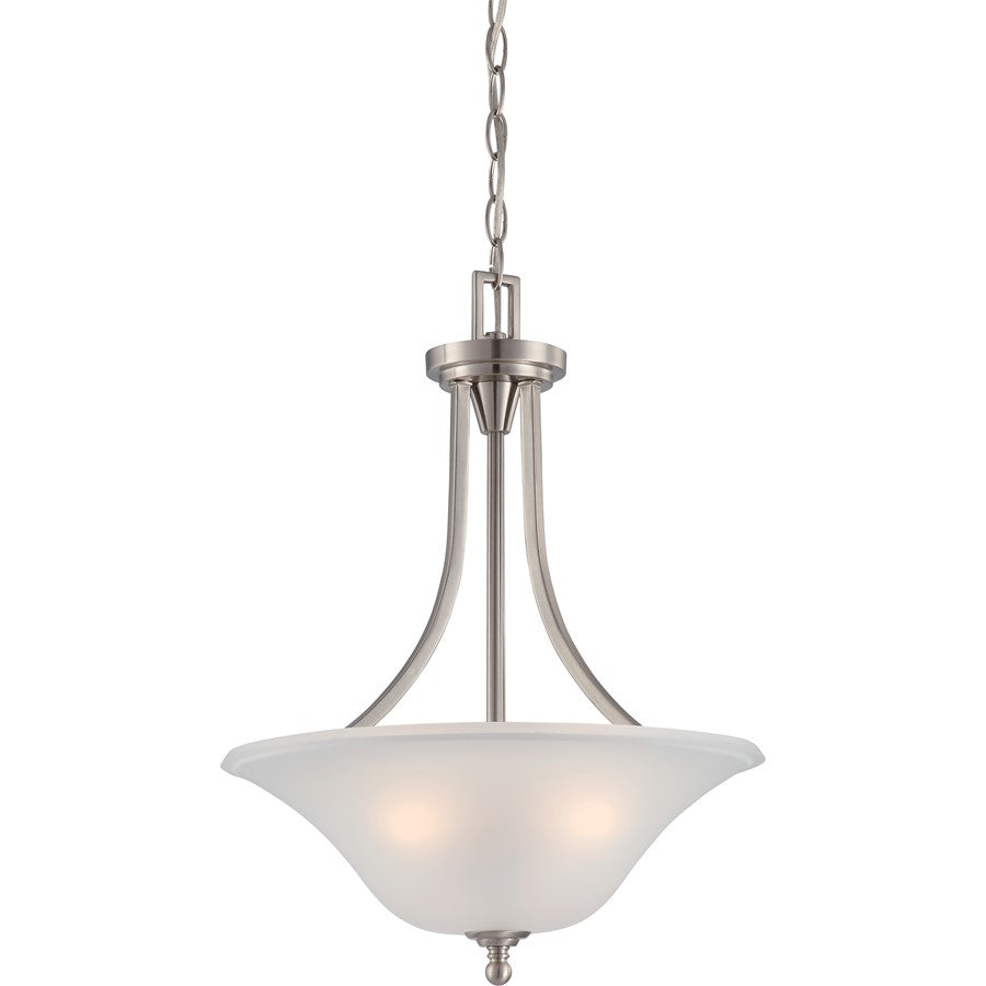 Nuvo Lighting Surrey 18in 3-Light Pendant | Contemporary Brushed Nickel and Frosted Glass | Kitchen Island & Dining Room | 18 x 8 x 22 in | Model 60-4147