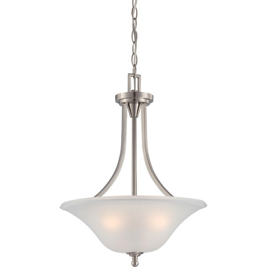 Nuvo Lighting Surrey 18in 3-Light Pendant | Contemporary Brushed Nickel and Frosted Glass | Kitchen Island & Dining Room | 18 x 8 x 22 in | Model 60-4147