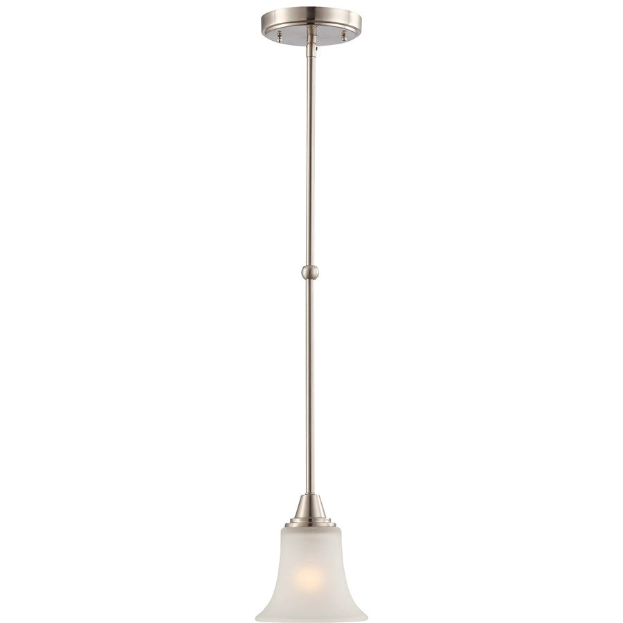 Nuvo Lighting Surrey 1-Light Mini Pendant | Contemporary Brushed Nickel and Frosted Glass | Kitchen Island & Dining Room | 6 x 6 x 33 in | Model 60-4148