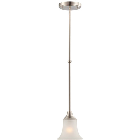 Nuvo Lighting Surrey 1-Light Mini Pendant | Contemporary Brushed Nickel and Frosted Glass | Kitchen Island & Dining Room | 6 x 6 x 33 in | Model 60-4148