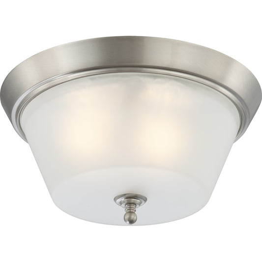 Nuvo Surrey 3-Light Flush Mount | Contemporary Brushed Nickel and Frosted Glass | Hallway & Bathroom Ceiling Light | 15.5 x 7.75 in | Model 60-4153