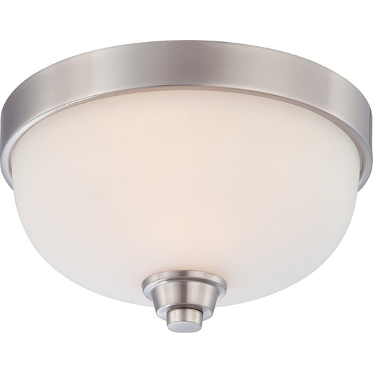 Nuvo Helium 11in 1-Light Flush Mount | Contemporary Brushed Nickel and Satin White Glass | Bedroom & Hallway Ceiling Light | 11 x 6 in | Model 60-4191