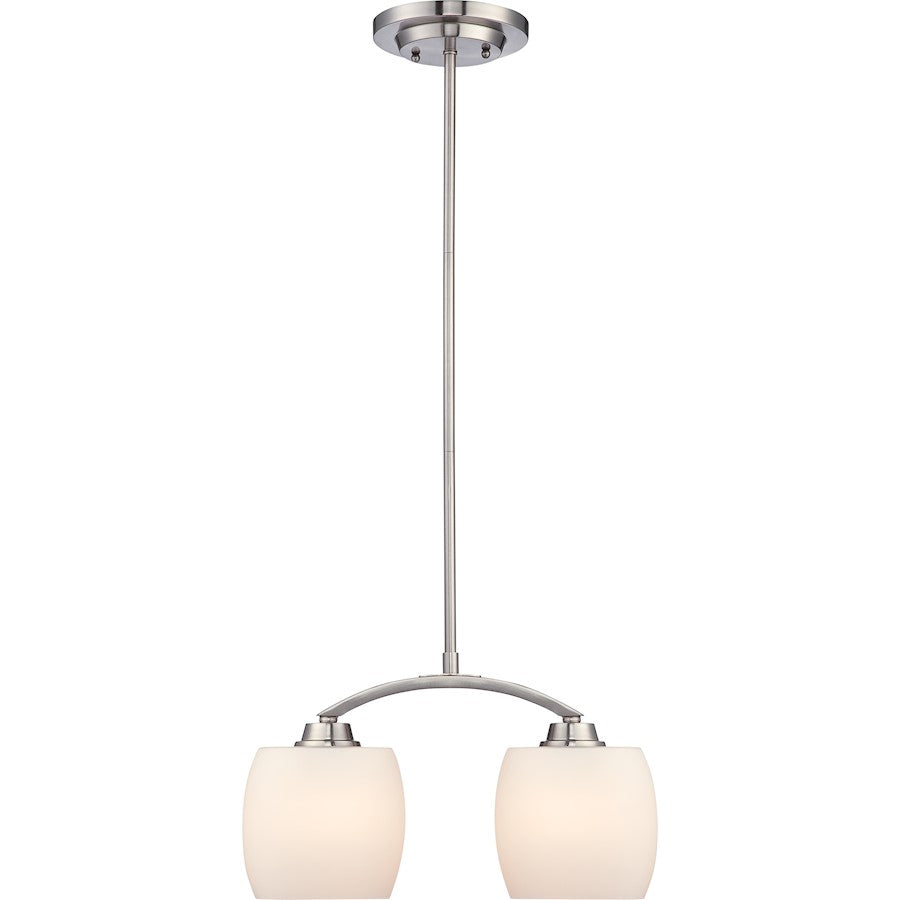 Nuvo Lighting Helium 15in 2-Light Mini Pendant | Brushed Nickel and Satin White Glass | Kitchen Island & Dining Room | 15 x 9 x 11 in | Model 60-4194