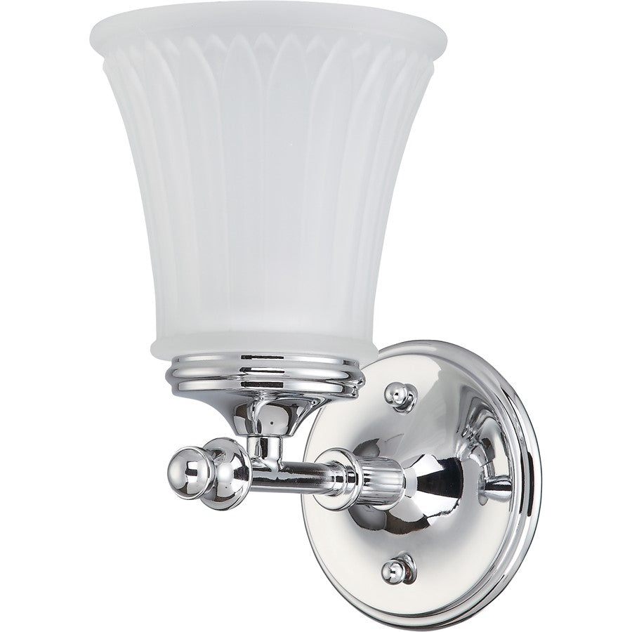 Nuvo Teller 1-Light Vanity Light | Traditional Aged Pewter and Frosted Etched Glass | Bathroom Vanity & Powder Room | 5.625 x 9 x 6.625 in | Model 60-4261