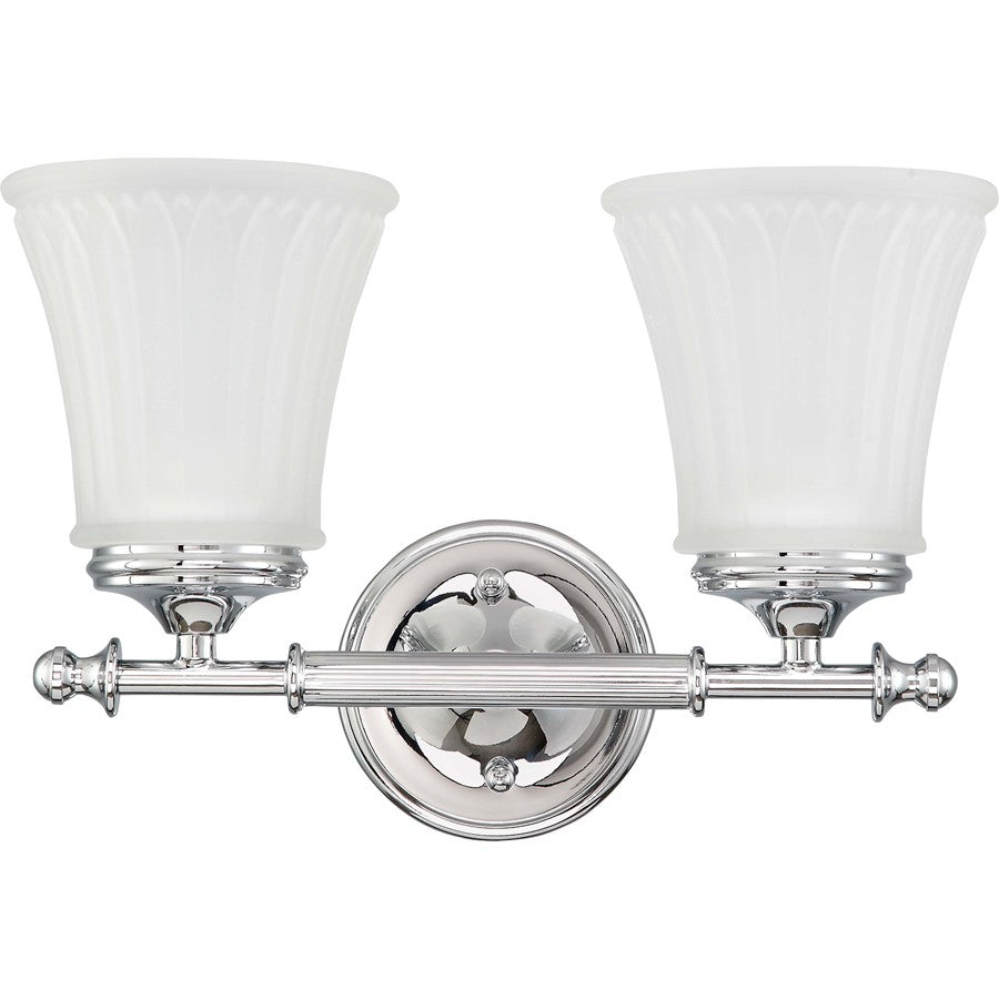 Nuvo Teller 13.5in 2-Light Vanity Light | Traditional Aged Pewter and Frosted Etched Glass | Bathroom Vanity | 13.5 x 6.625 x 9 in | Model 60-4262
