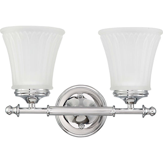 Nuvo Teller 13.5in 2-Light Vanity Light | Traditional Aged Pewter and Frosted Etched Glass | Bathroom Vanity | 13.5 x 6.625 x 9 in | Model 60-4262