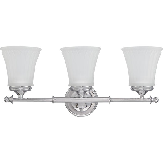 Nuvo Teller 21in 3-Light Vanity Light | Traditional Aged Pewter and Frosted Etched Glass | Bathroom Vanity & Powder Room | 21 x 9 x 6.625 | Model 60-4263