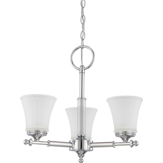 Nuvo Teller 20in 3-Light Chandelier | Traditional Aged Pewter and Frosted Etched Glass | Dining Room & Foyer | 20 x 20 x 18 in | Model 60-4266