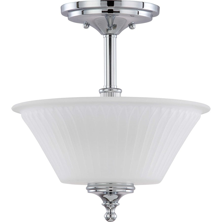 Nuvo Teller 12in 2-Light Semi-Flush Mount | Traditional Aged Pewter and Frosted Etched Glass | Hallway & Bedroom Ceiling Light | 15 x 15 x | Model 60-4268