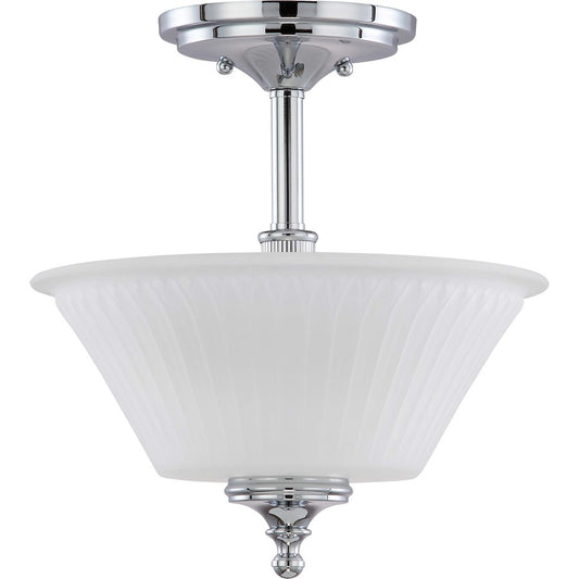 Nuvo Teller 12in 2-Light Semi-Flush Mount | Traditional Aged Pewter and Frosted Etched Glass | Hallway & Bedroom Ceiling Light | 15 x 15 x | Model 60-4268