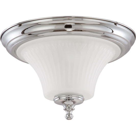 Nuvo Teller 13.25in 2-Light Flush Mount | Traditional Aged Pewter and Frosted Etched Glass | Hallway & Bathroom Ceiling | 13.25 x 13.25 x | Model 60-4271