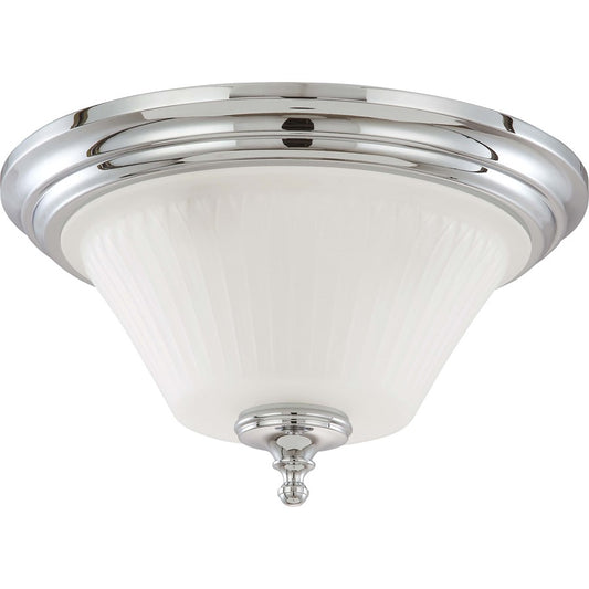 Nuvo Teller 3-Light Flush Mount | Traditional Aged Pewter and Frosted Etched Glass | Hallway & Bathroom Ceiling Light | 15 x 8.5 in | Model 60-4272