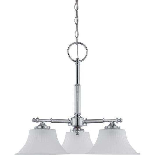 Nuvo Teller 24.75in 3-Light Chandelier | Traditional Aged Pewter and Frosted Etched Glass | Dining Room & Kitchen Island | 20 x 18 x 13 in | Model 60-4273