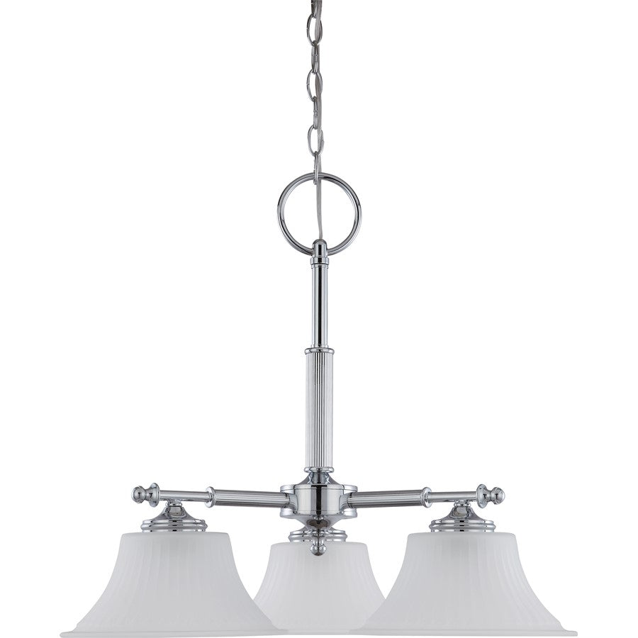 Nuvo Teller 24.75in 3-Light Chandelier | Traditional Aged Pewter and Frosted Etched Glass | Dining Room & Kitchen Island | 20 x 18 x 13 in | Model 60-4273