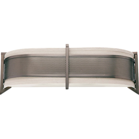 Nuvo Diesel 22in 3-Light Horizontal Wall Sconce | Industrial Aged Bronze and Khaki Fabric | Kitchen & Bathroom Vanity | 22 x 7 x 5.5 in | Model 60-4438