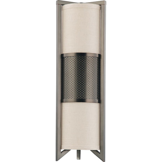 Nuvo Diesel 18in 3-Light Wall Sconce | Industrial Aged Bronze and Khaki Fabric | Bathroom & Hallway Accent | 6 x 18 x 6.75 in | Model 60-4439