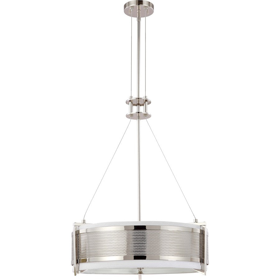 Nuvo Diesel 21in 4-Light Pendant | Industrial Aged Bronze and Khaki Fabric Shade | Kitchen Island & Dining Room | 23 x 23 x 13 in | Model 60-4443