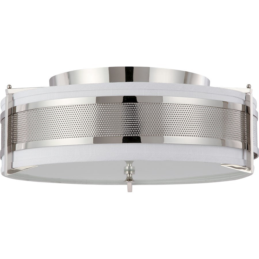 Nuvo Diesel 24in 4-Light Flush Mount | Industrial Aged Bronze and Khaki Fabric Shade | Bedroom & Hallway Ceiling Light | 24 x 24 x 10 in | Model 60-4447