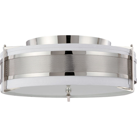 Nuvo Diesel 24in 4-Light Flush Mount | Industrial Aged Bronze and Khaki Fabric Shade | Bedroom & Hallway Ceiling Light | 24 x 24 x 10 in | Model 60-4447