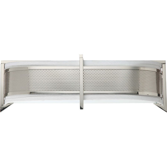 Nuvo Diesel 22in 3-Light Horizontal Sconce | Contemporary Polished Nickel and Slate Gray Fabric | Bathroom Vanity & Hallway | 22 x 7 x 5.5 | Model 60-4448