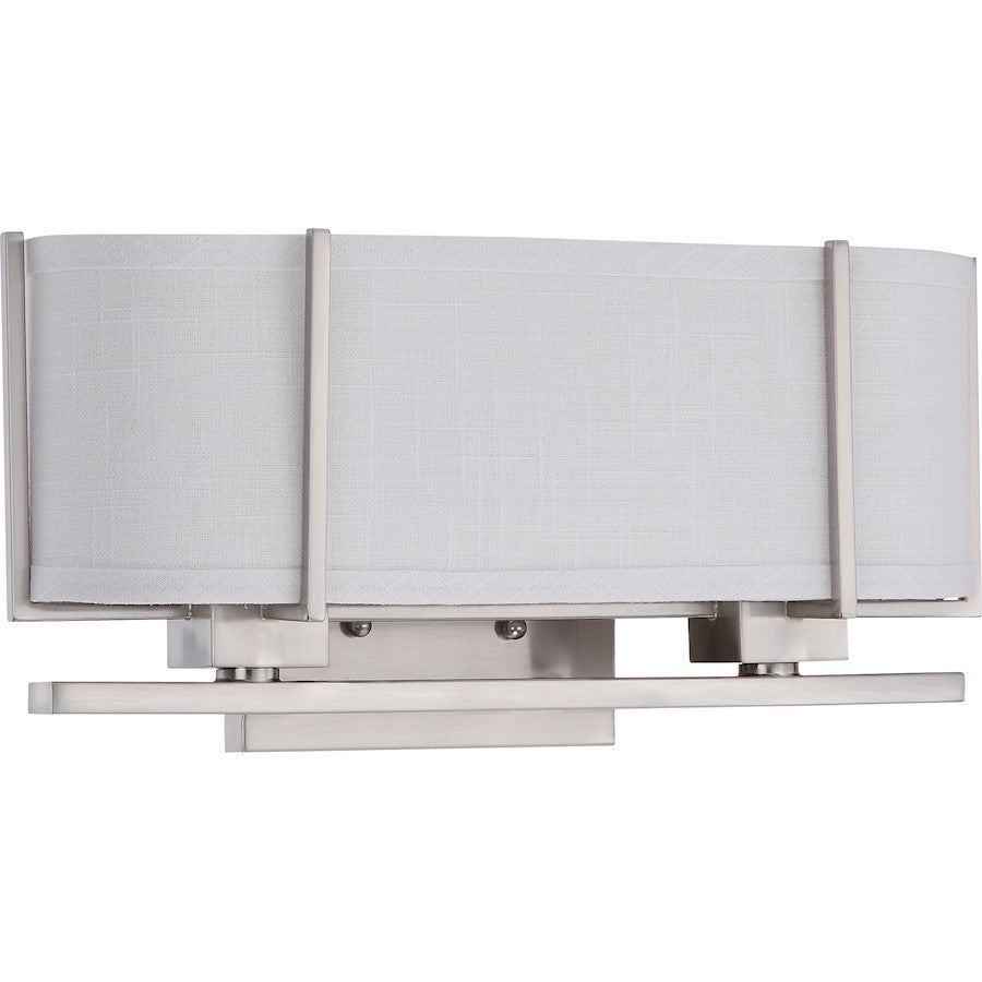 Nuvo Portia 2-Light Vanity Light | Transitional Brushed Nickel and Slate Gray Fabric Shades | Bathroom Vanity & Powder Room | 16.75 x 8 x | Model 60-4464