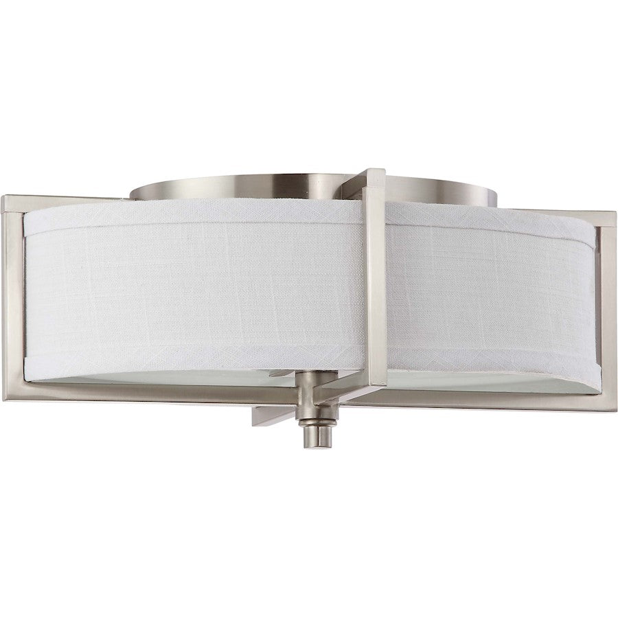 Nuvo Portia 16in 2-Light Oval Pendant | Brushed Nickel and Slate Gray Fabric | Kitchen Island & Dining Room | 11 x 16 x 6.25 in | Model 60-4468