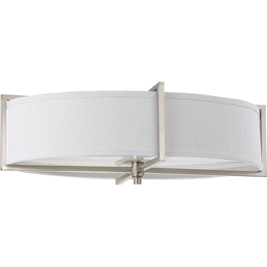 Nuvo Portia 24in 6-Light Oval Flush Mount | Contemporary Brushed Nickel and Slate Gray Fabric Shade | Living Room & Bedroom Ceiling Light | Model 60-4469