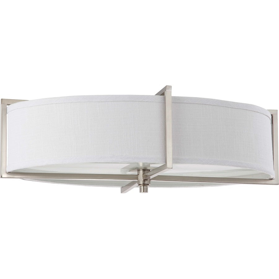 Nuvo Portia 24in 6-Light Oval Flush Mount | Contemporary Brushed Nickel and Slate Gray Fabric Shade | Living Room & Bedroom Ceiling Light | Model 60-4469