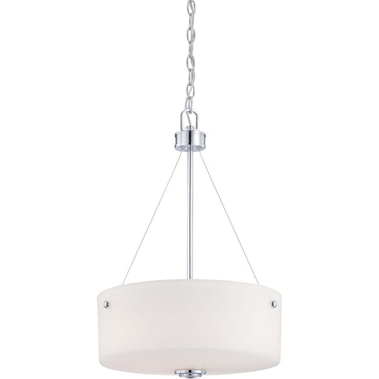 Nuvo Lighting Soho 16.5in 3-Light Pendant | Contemporary Polished Chrome and Satin White Glass | Kitchen Island & Dining Room | 16.5 x 23 | Model 60-4586