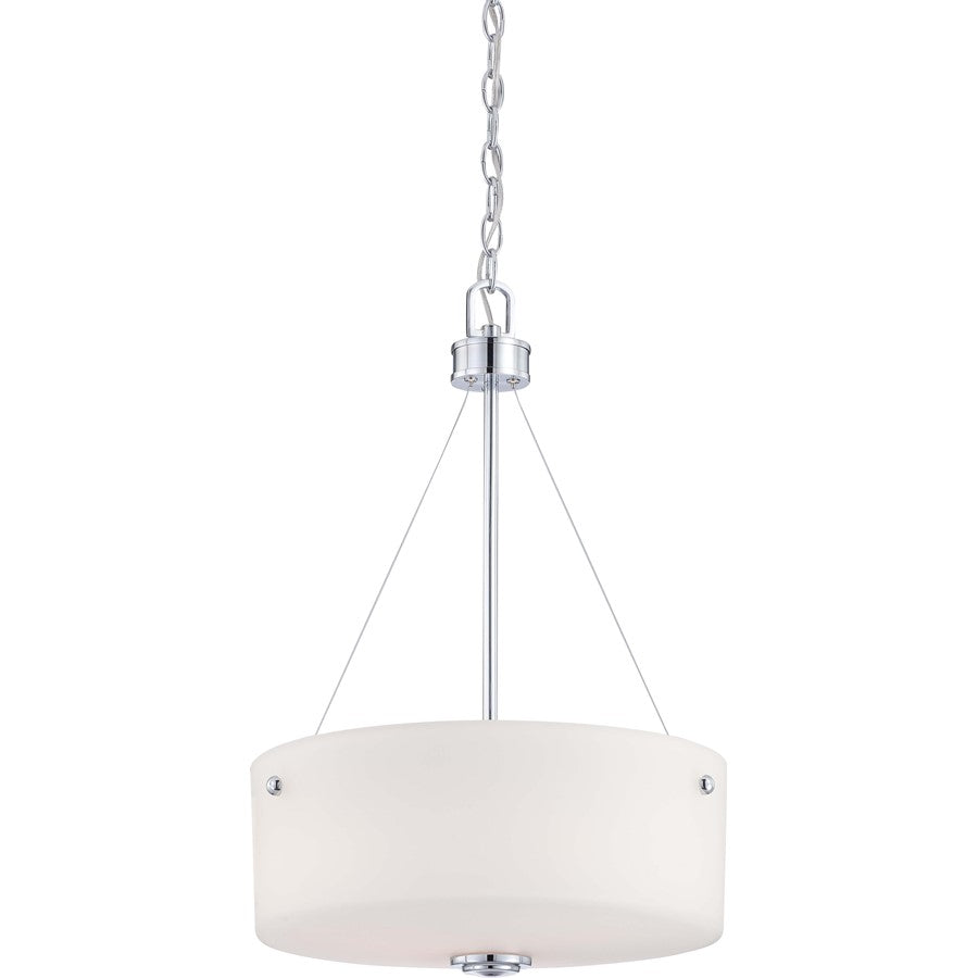 Nuvo Lighting Soho 16.5in 3-Light Pendant | Contemporary Polished Chrome and Satin White Glass | Kitchen Island & Dining Room | 16.5 x 23 | Model 60-4586