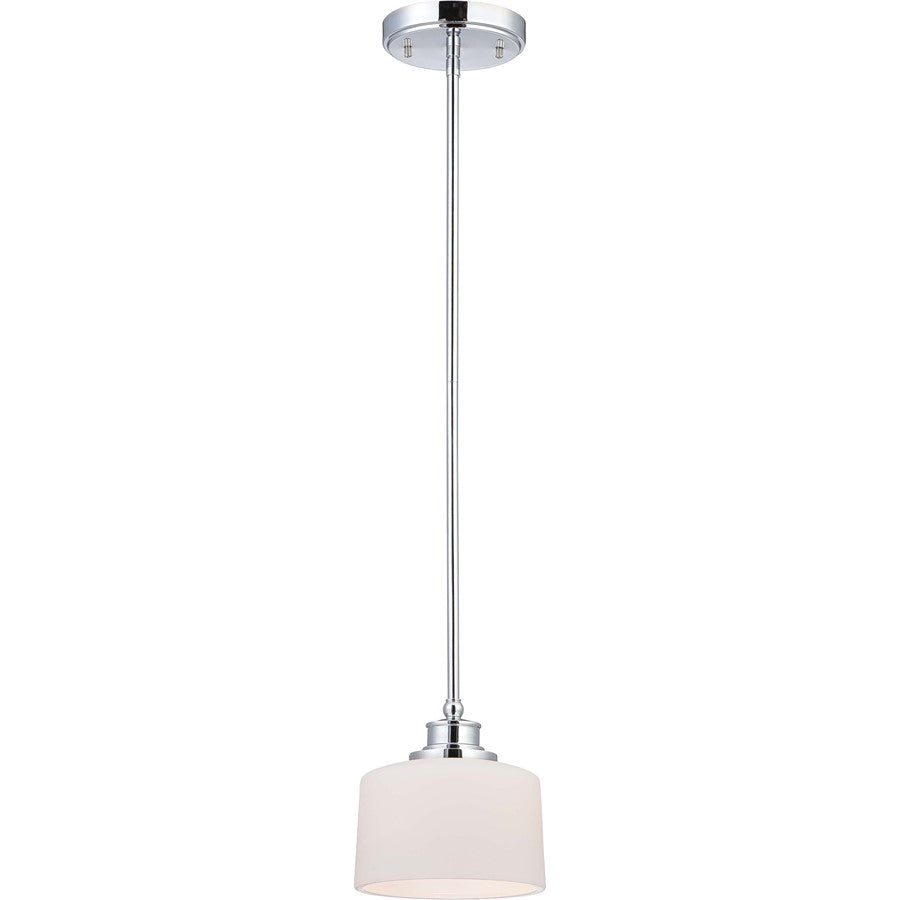Nuvo Lighting Soho 7in 1-Light Mini Pendant | Contemporary Polished Chrome and Satin White Glass | Kitchen Island & Dining Room | 7 x 7 x | Model 60-4588