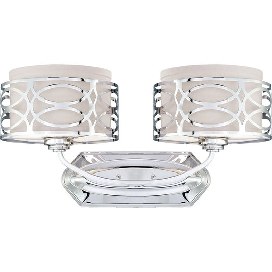 Nuvo Harlow 20.625in 2-Light Vanity Light | Polished Nickel and Slate Gray Fabric Shades | Bathroom Vanity | 20.625 x 10 in | Model 60-4622